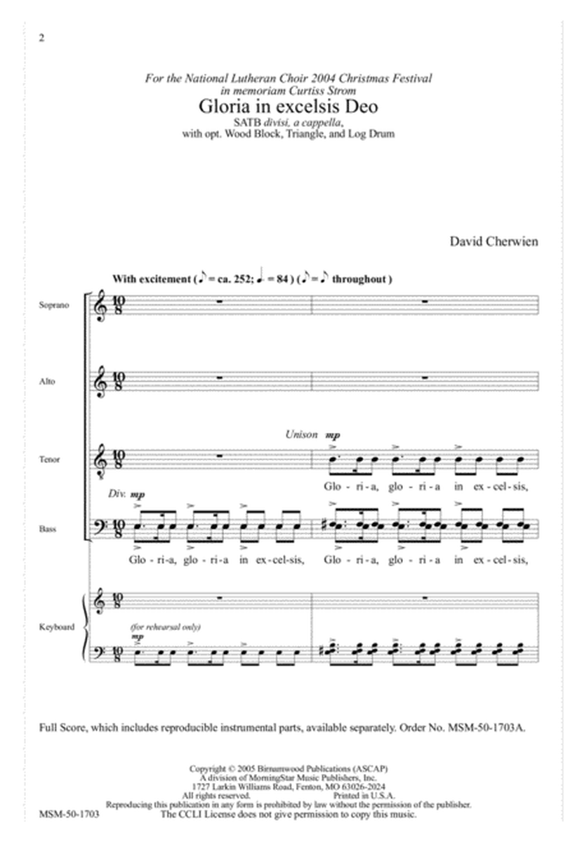 Gloria in excelsis Deo (Downloadable Choral Score)