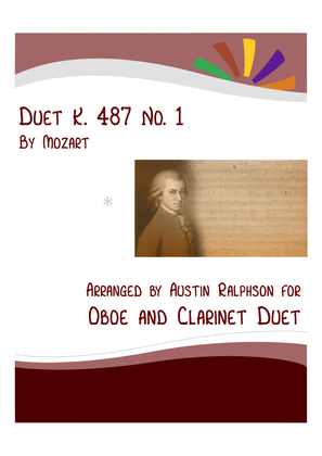 Book cover for Mozart K. 487 No. 1 - oboe and clarinet duet