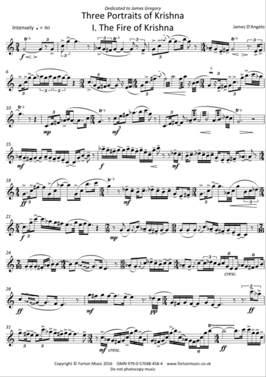 Three Portraits of Krishna Flute scores gallery preview page 3