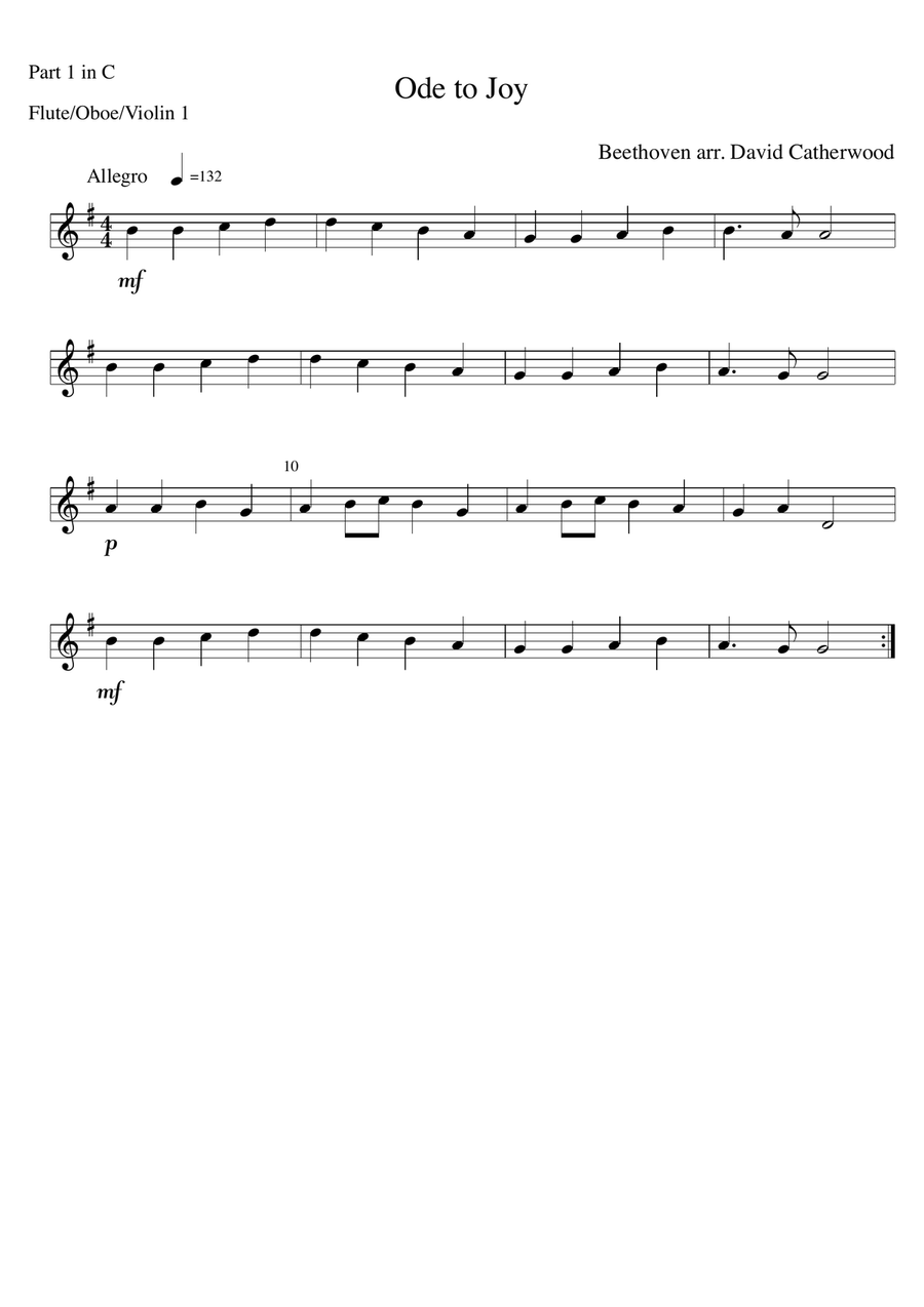 Ode to Joy by Beethoven (arranged for flexible ensemble by David Catherwood) Concert Band scores gallery preview page 3