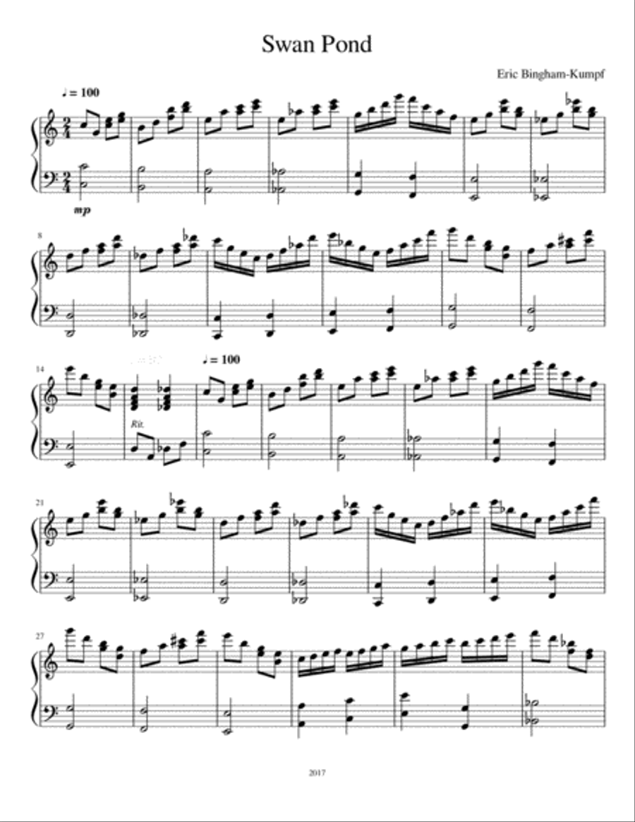 Swan Pond Piano Solo scores gallery preview page 1