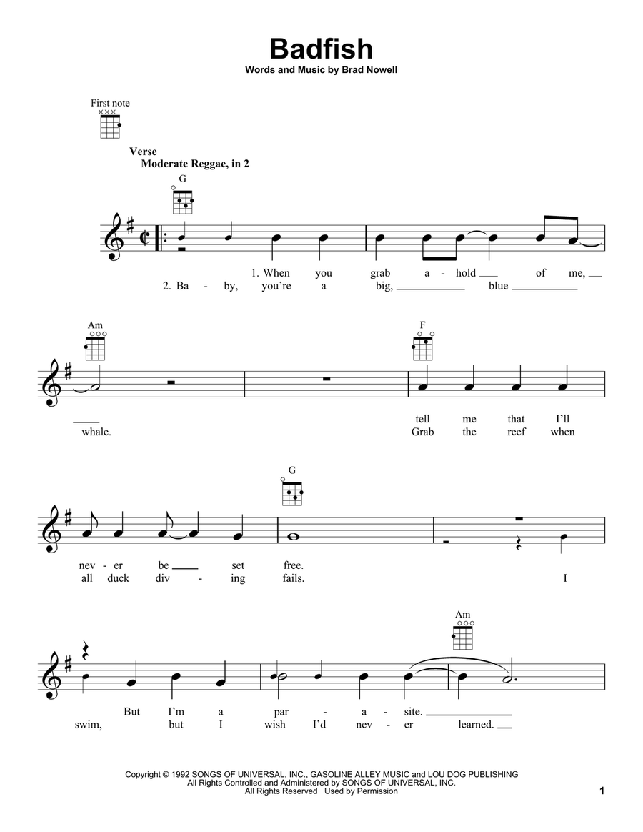 Badfish Ukulele scores gallery preview page 1