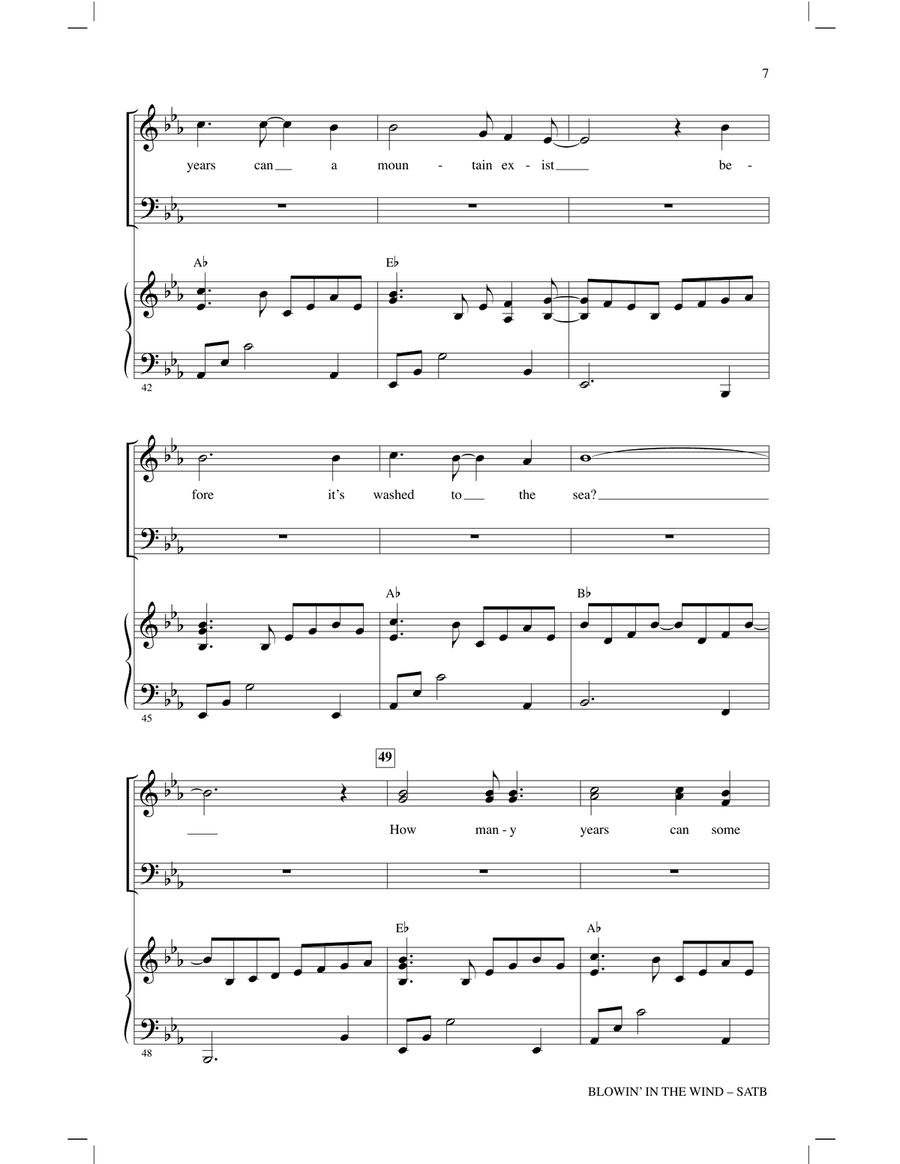 Blowin' In The Wind (arr. Mac Huff) 4-Part scores gallery preview page 6