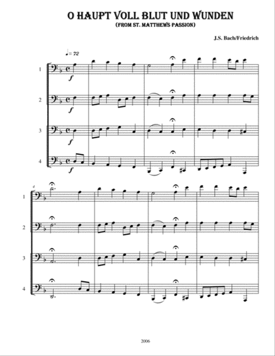 O Haupt Voll Blut Und Wunden Brass Ensemble scores gallery preview page 1