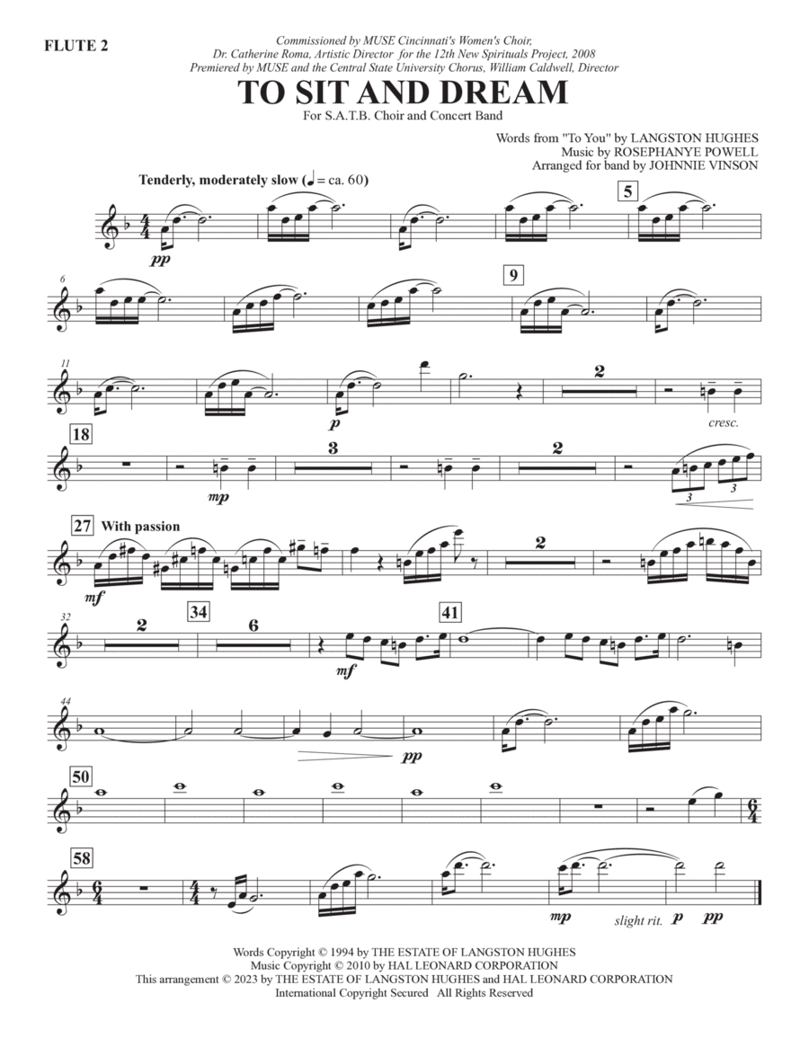 To Sit And Dream (Band Accompaniment) - Flute 2 Choir scores gallery preview page 1