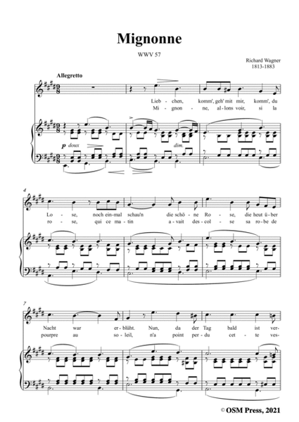 Wagner-Mignonne(Liebchen) ,WWV 57,in E Major,for Voice and Piano
