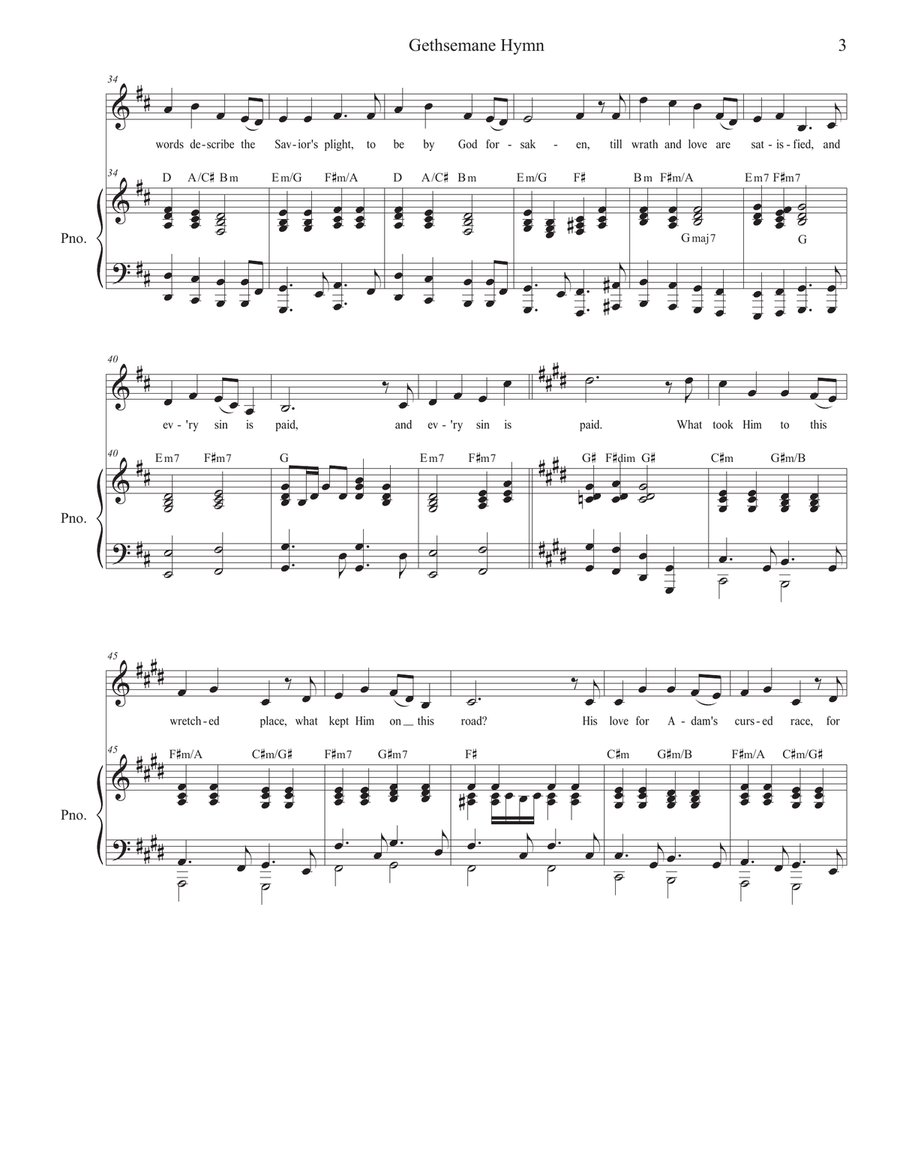 Gethsemane Hymn Piano, Vocal scores gallery preview page 3