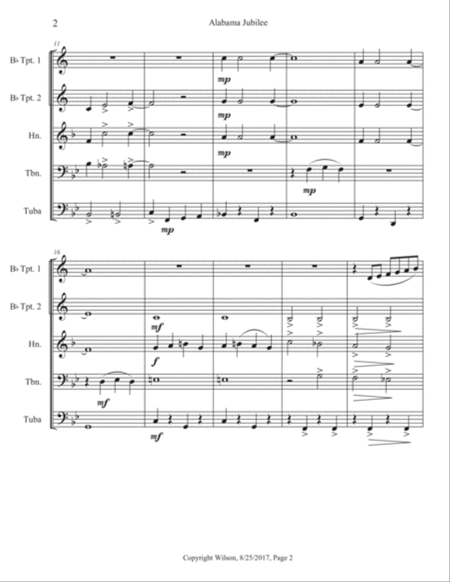 Alabama Jubilee Brass Quintet scores gallery preview page 3