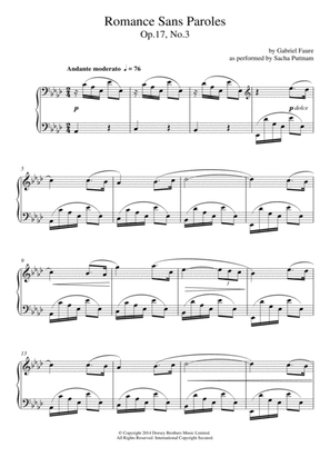 Romance Sans Paroles Op.17, No.3 (as performed by Sacha Puttnam)