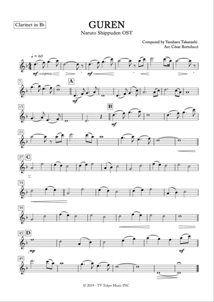 Theme Guren Theme Guren Clarinet Solo scores gallery preview page 2