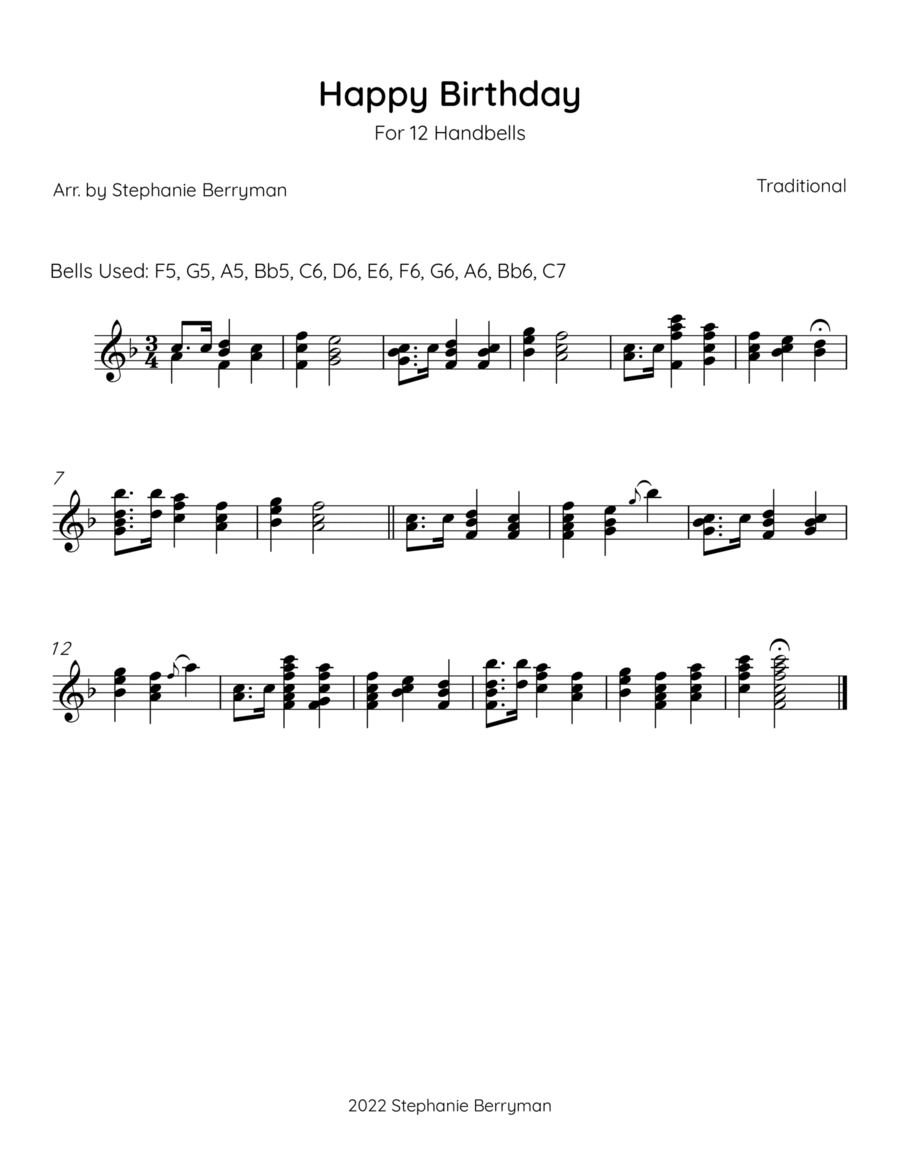 Happy Birthday Happy Birthday Handbell Choir scores gallery preview page 1
