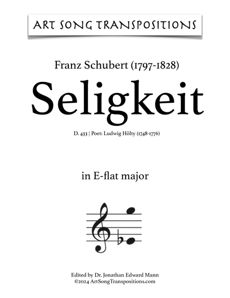 SCHUBERT: Seligkeit, D. 433 (transposed to E-flat major)