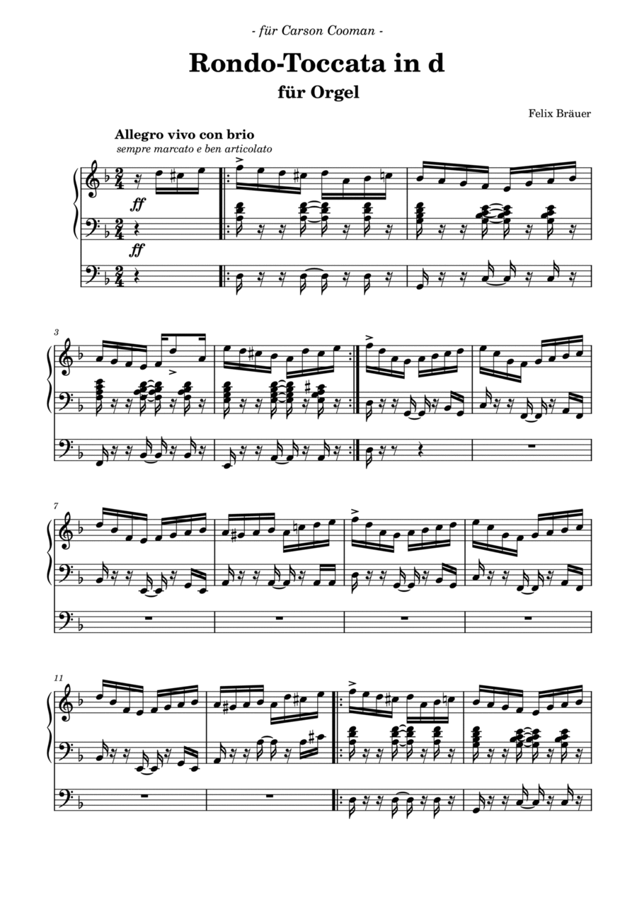 Rondo-Toccata in d-Moll Organ Solo scores gallery preview page 1