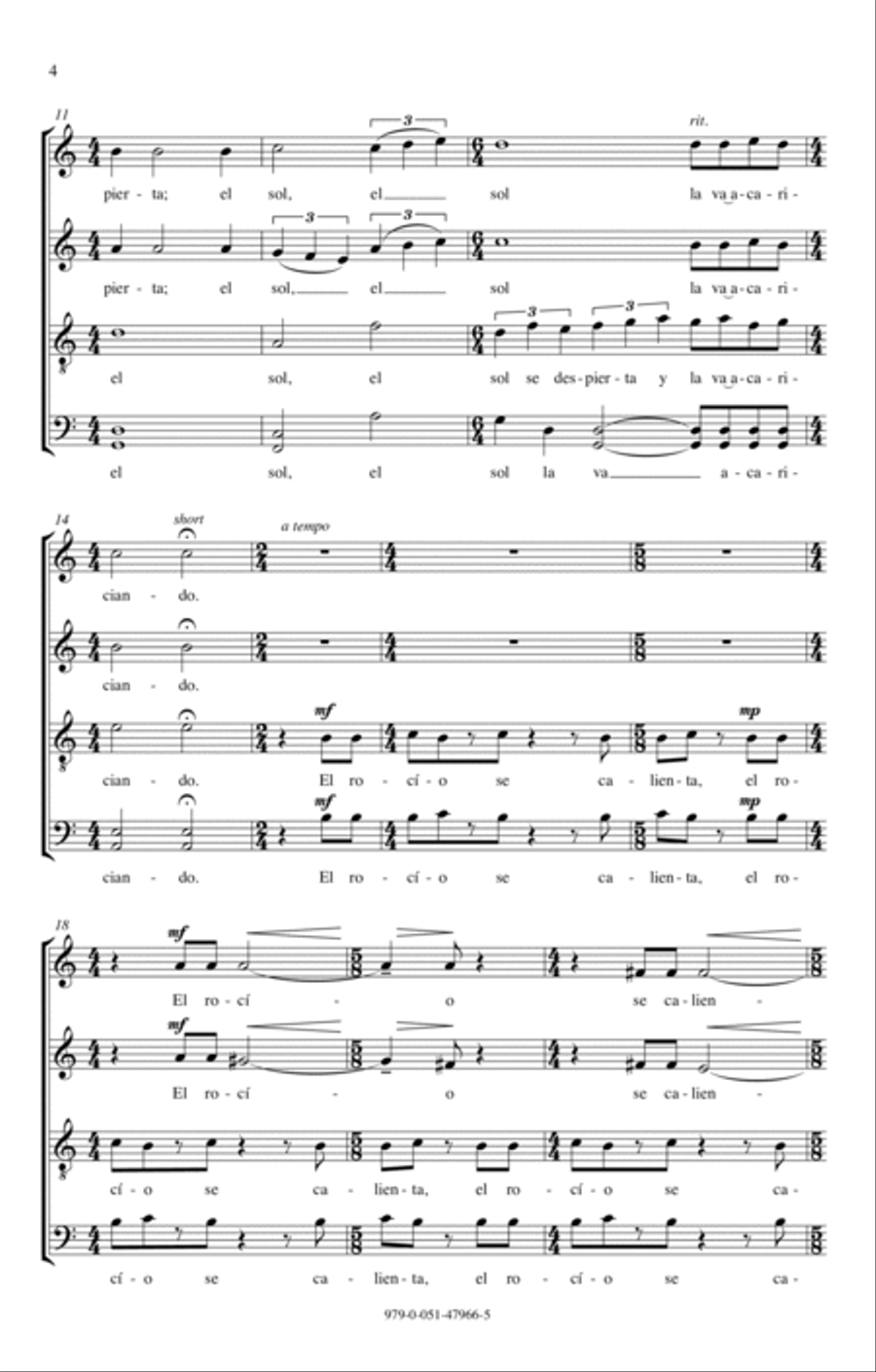 Amanecer (No. 2 From Visiones Dellano) 4-Part scores gallery preview page 2