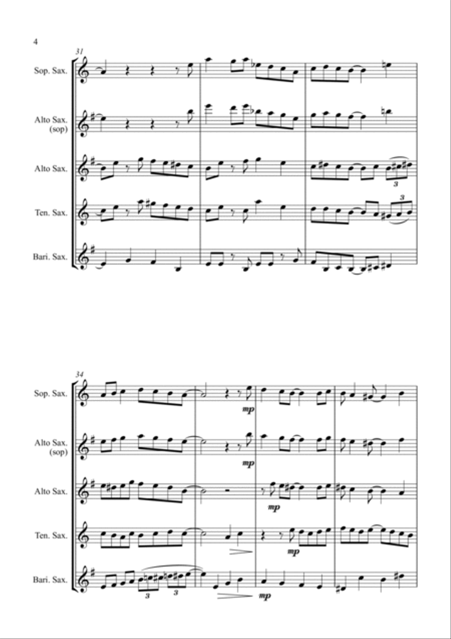 Coventry Carol - Jazz Carol for Saxophone Quartet Saxophone Quartet scores gallery preview page 4