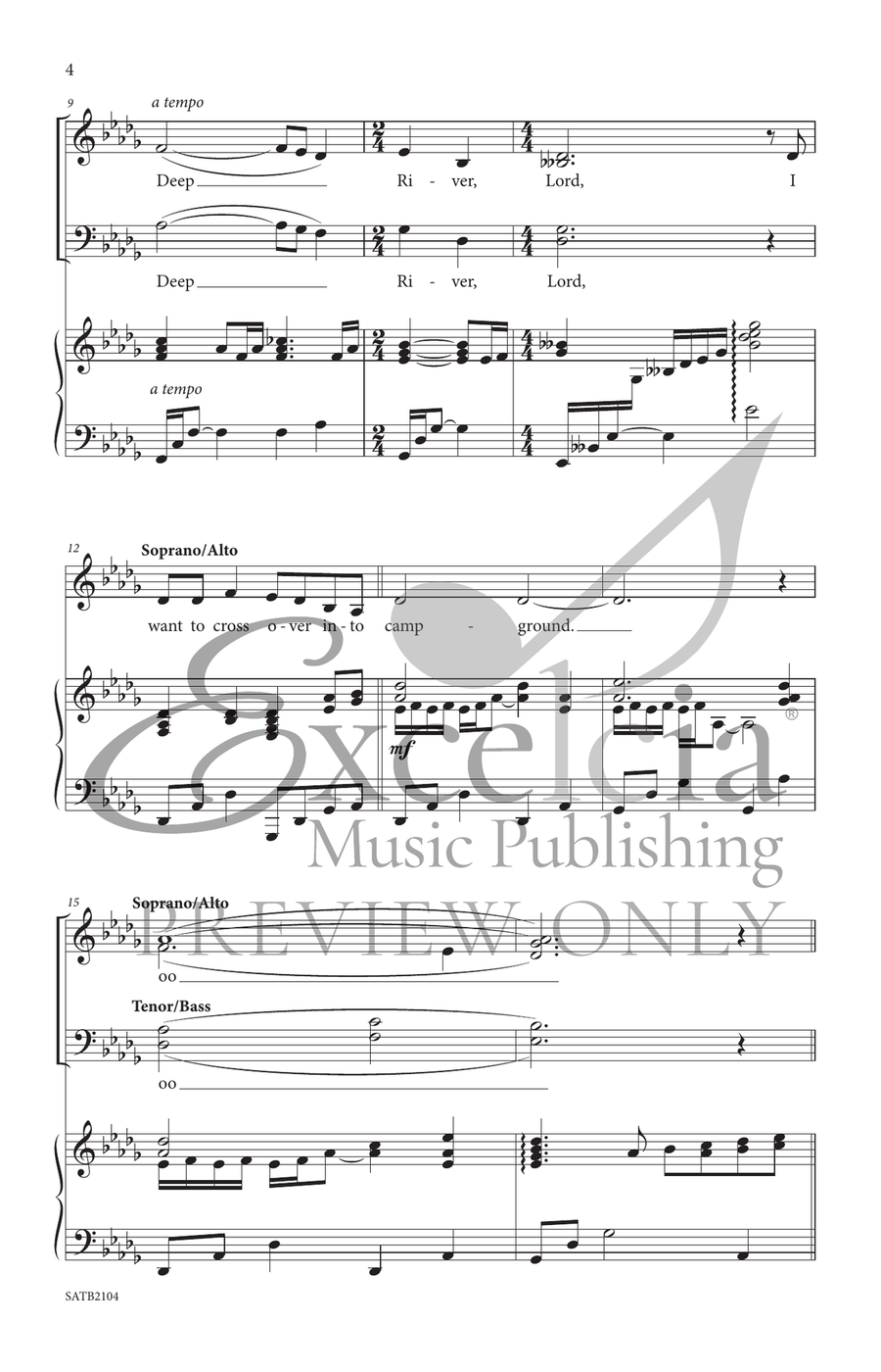 Deep River (SATB) 4-Part scores gallery preview page 5