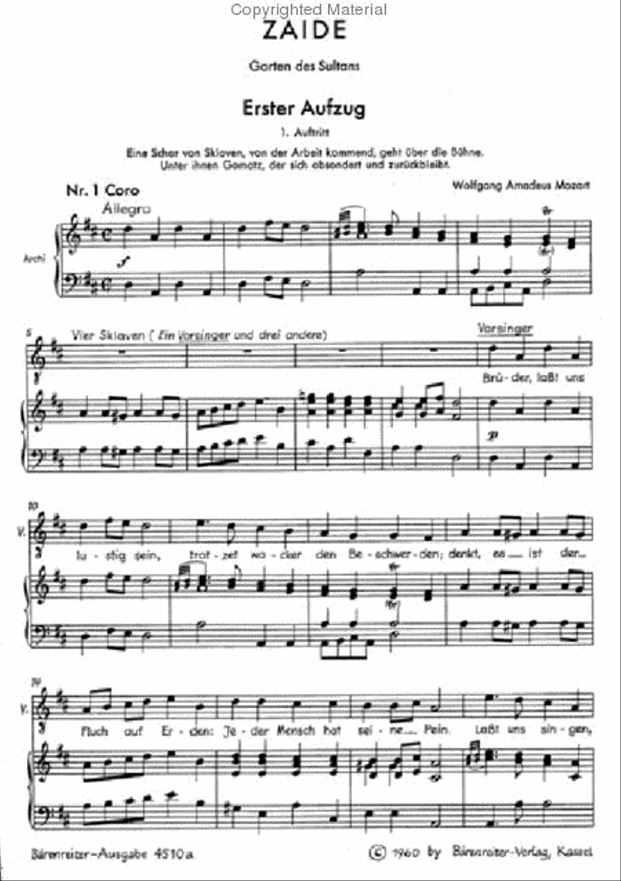 Zaide, KV 344 (336b) Men's Choir scores gallery preview page 2