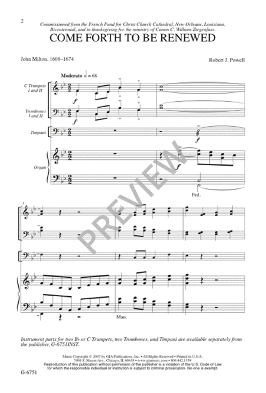 Come Forth to Be Renewed 4-Part scores gallery preview page 2