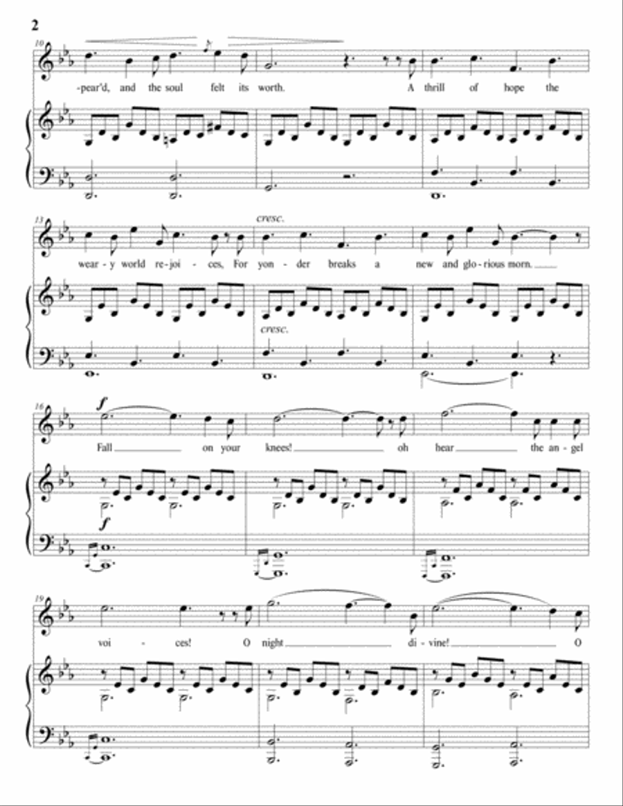 ADAM: O Holy Night (in 8 keys: E-flat, D, D-flat, C, B, B-flat, A, A-flat major) Voice scores gallery preview page 3