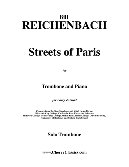 Streets of Paris for Trombone & Piano image number null