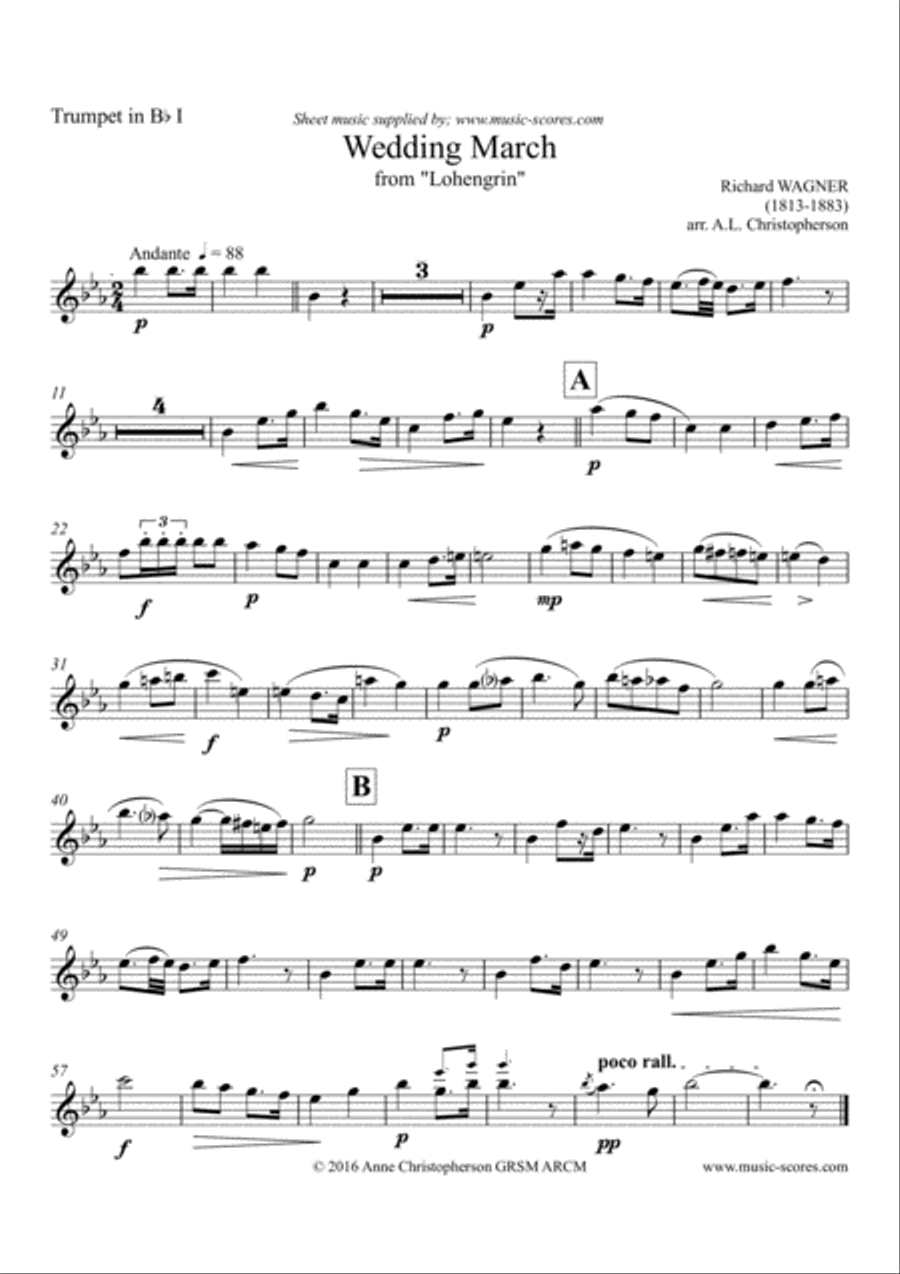 Wedding March from Lohengrin - 4 Trumpets Trumpet Solo scores gallery preview page 4