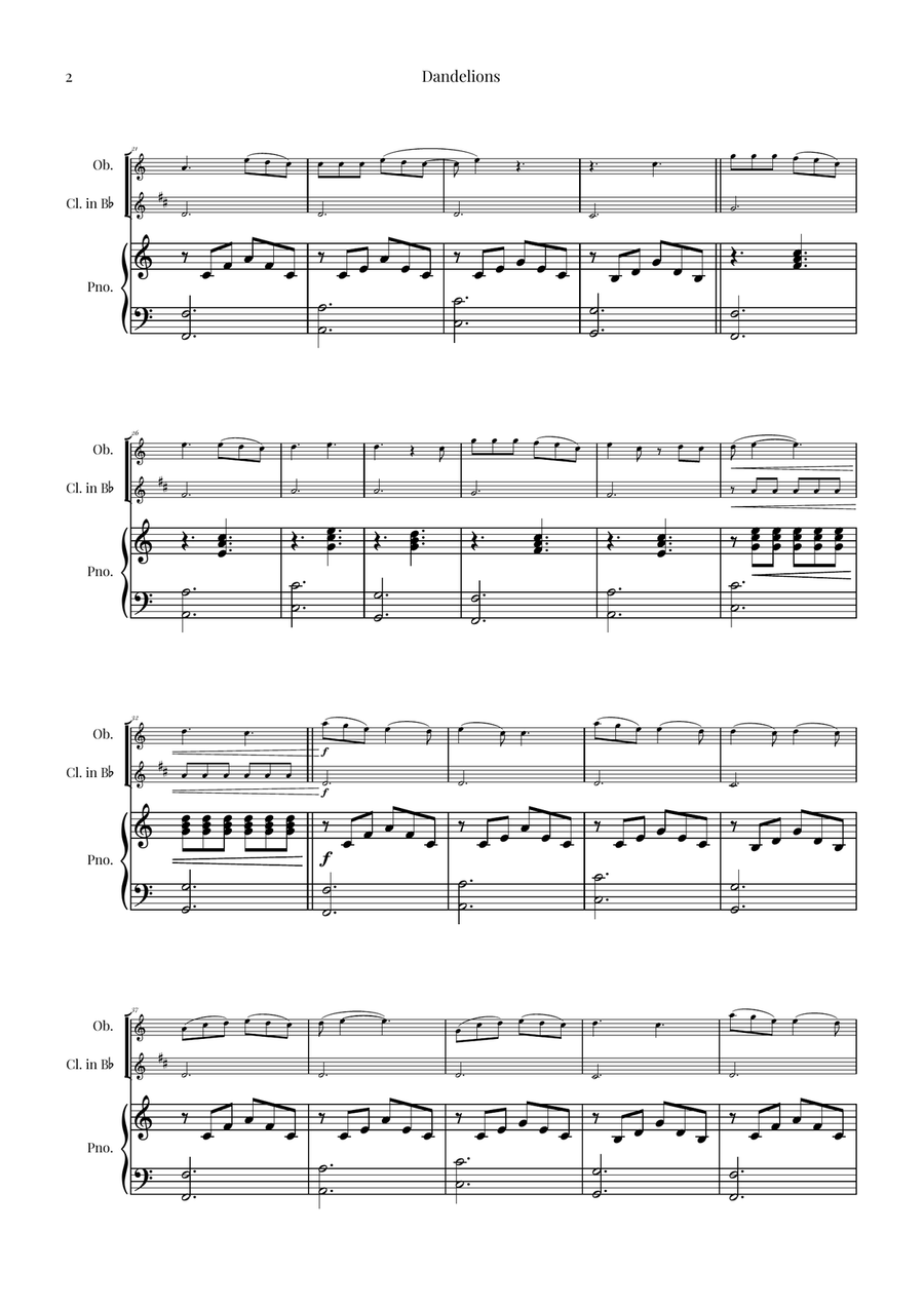 Dandelions Woodwind Duet scores gallery preview page 2