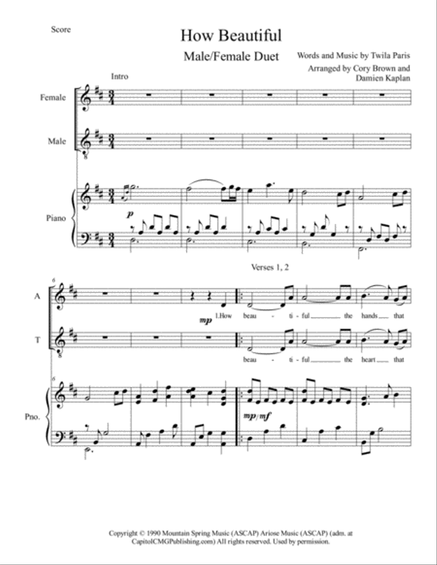 How Beautiful How Beautiful Piano scores gallery preview page 1