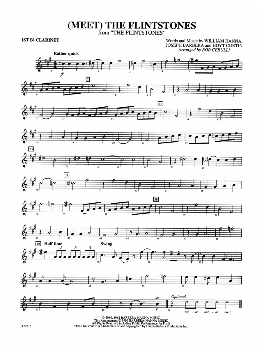 (Meet) The Flintstones: 1st B-flat Clarinet