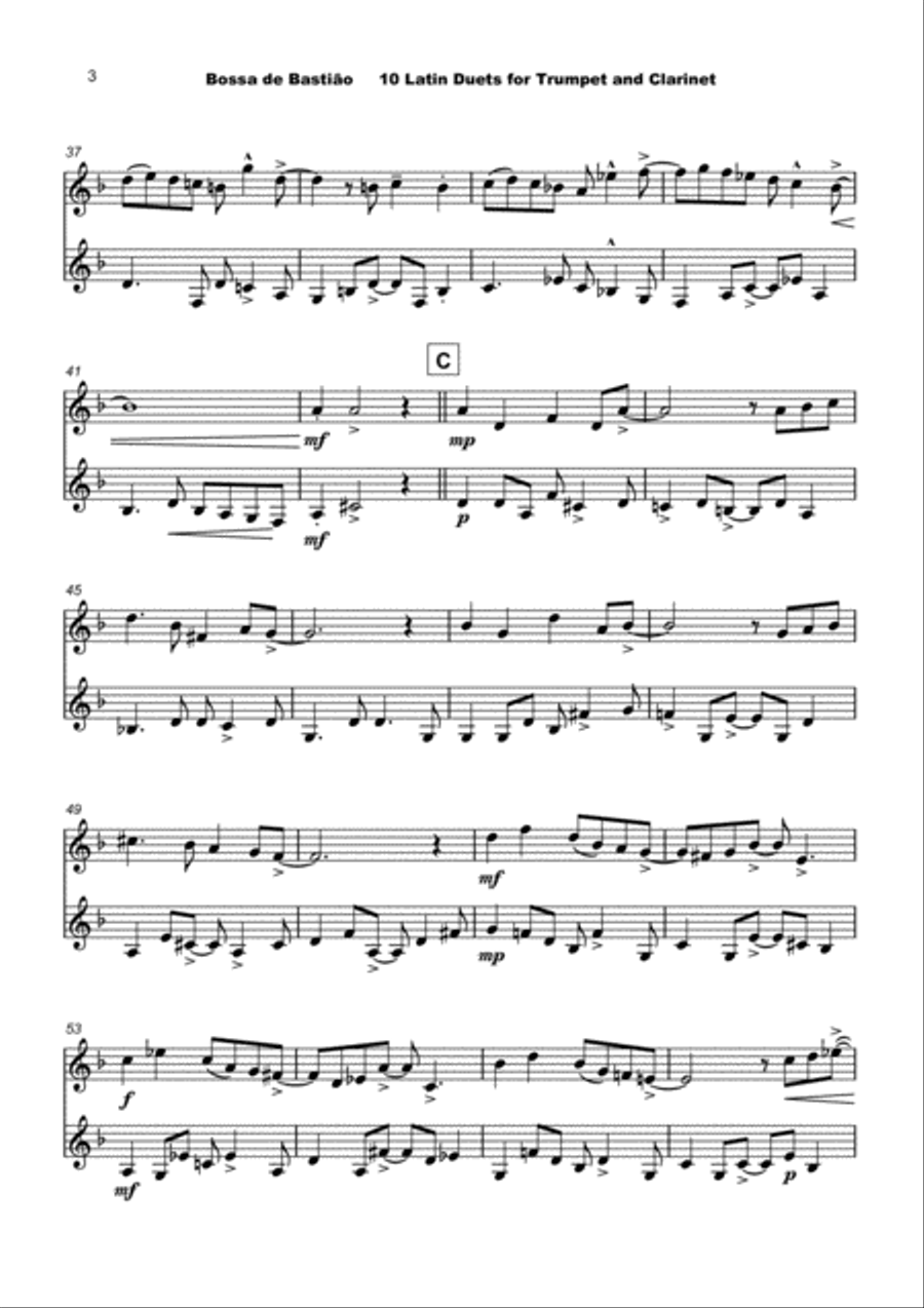10 Latin Duets, for Trumpet and Clarinet Clarinet scores gallery preview page 5