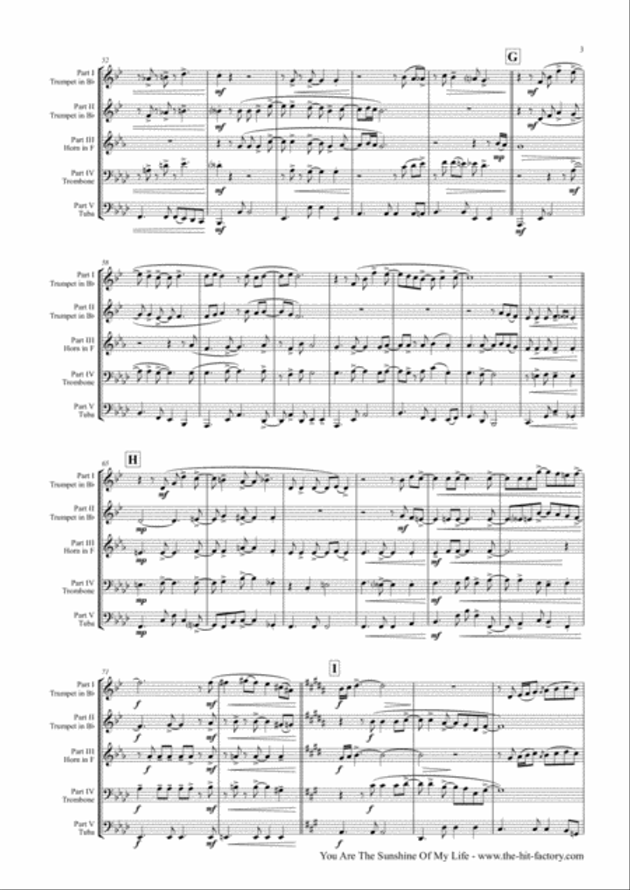 You Are The Sunshine Of My Life Euphonium scores gallery preview page 4