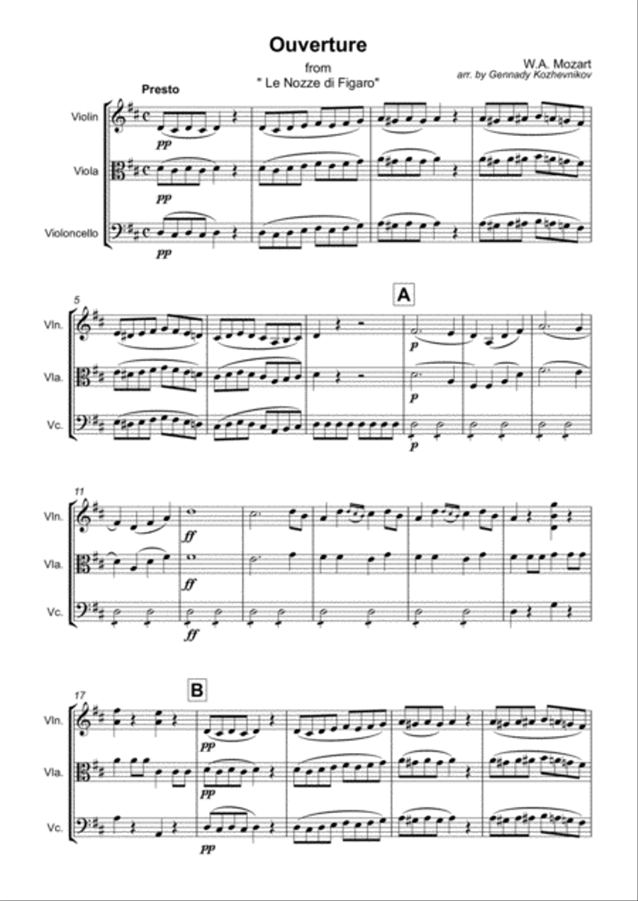 W.A. Mozart, Ouverture from 