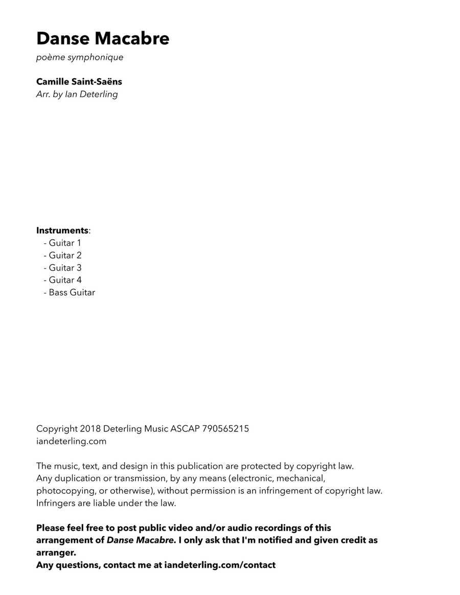 Danse Macabre (Guitar Ensemble) Guitar Ensemble scores gallery preview page 3
