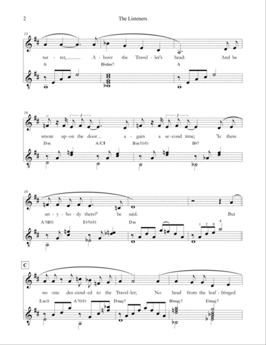 The Listeners - An Original Song Setting of Walter de la Mare's Poetry for VOICE and GUITAR: Key Bm Guitar scores gallery preview page 6