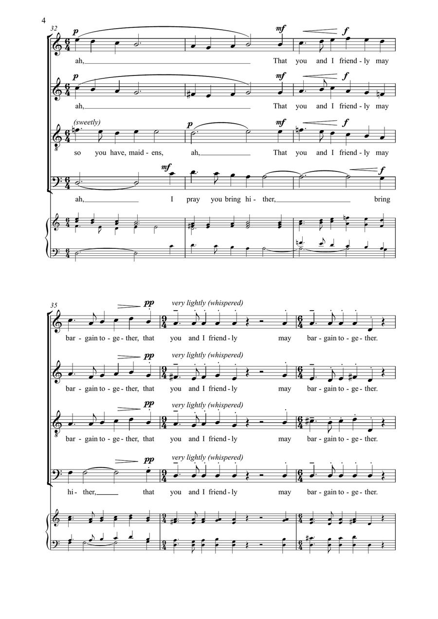 Broom-Pedlar's Song, for SATB choir unaccompanied 4-Part scores gallery preview page 4