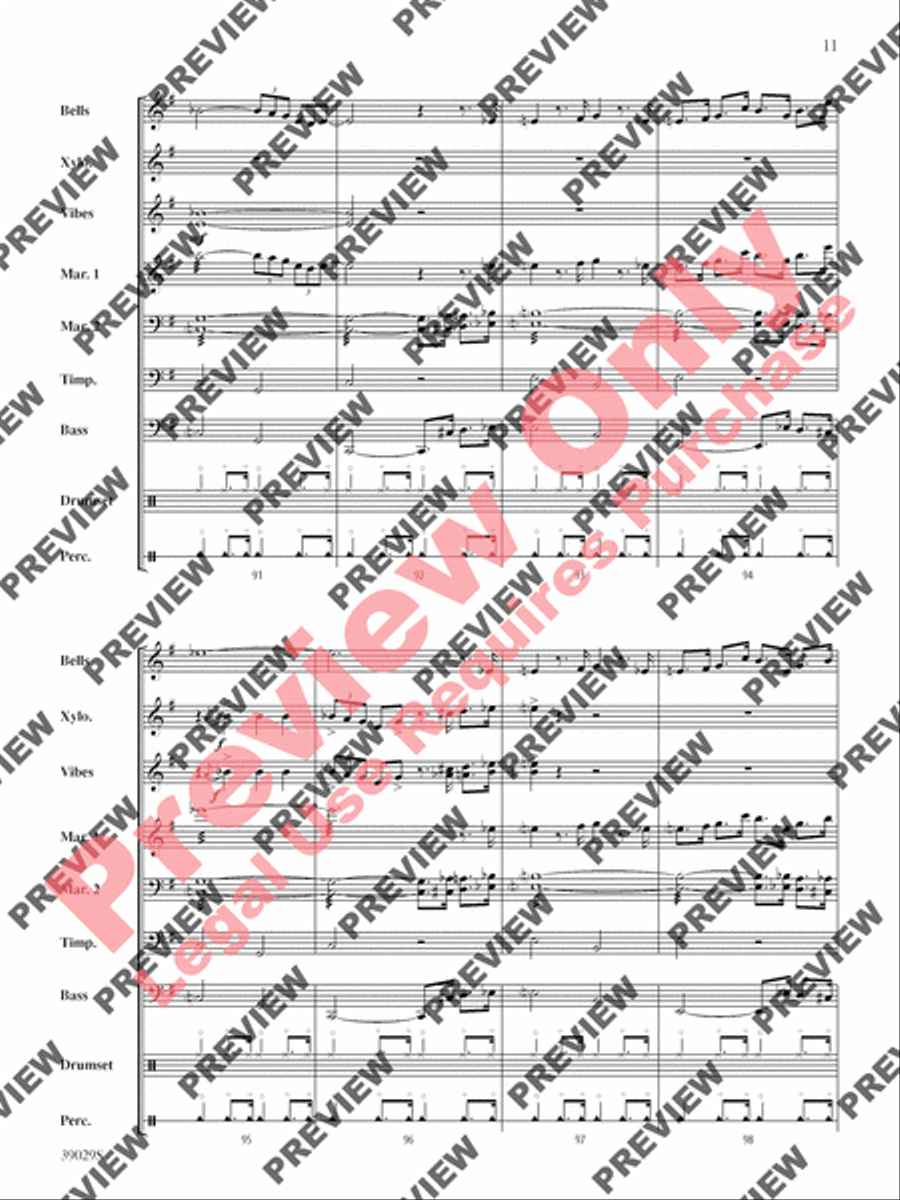 The Pink Panther Medley (Inspector Clouseau and The Pink Panther Theme) Percussion Ensemble scores gallery preview page 12