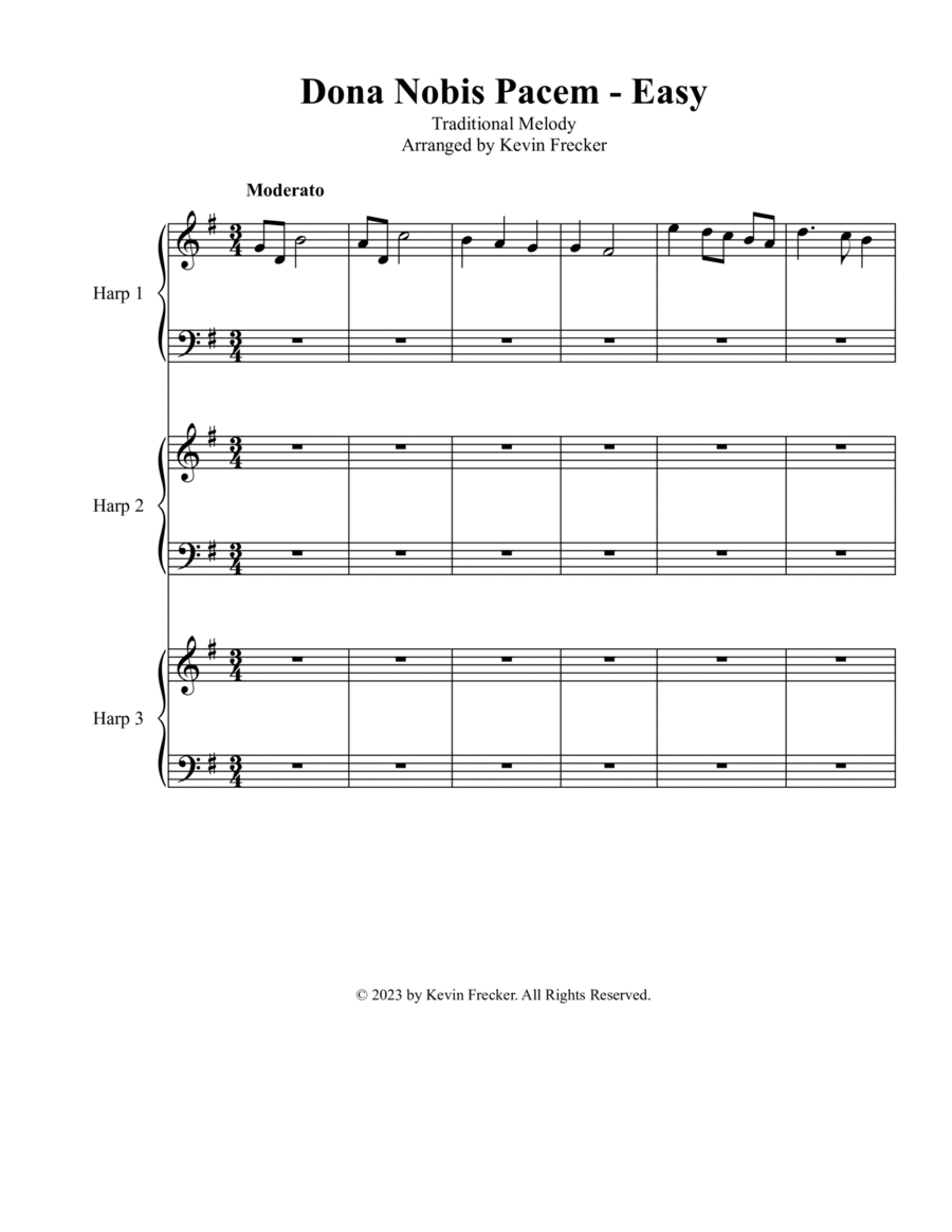 Dona Nobis Pacem - Easy Harp scores gallery preview page 1