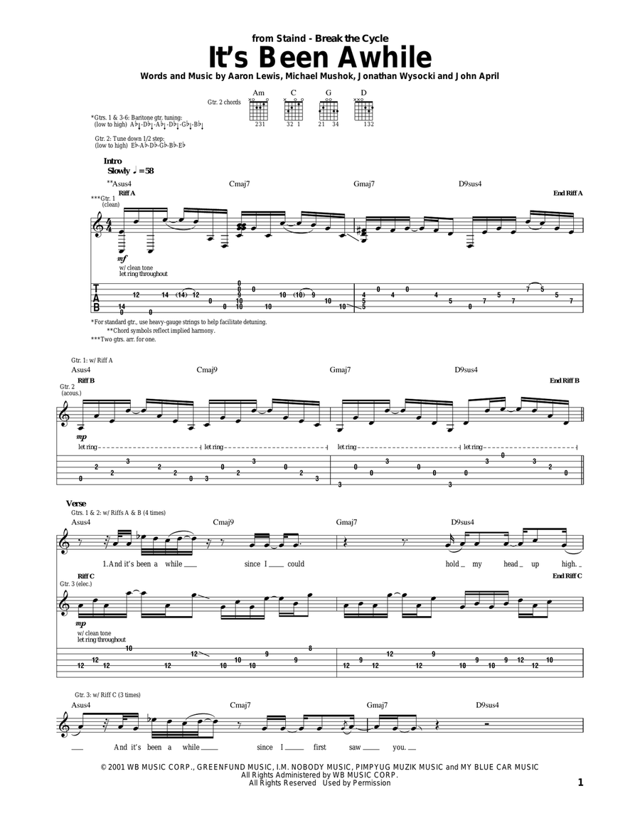 It's Been Awhile It's Been Awhile Acoustic Guitar scores gallery preview page 1
