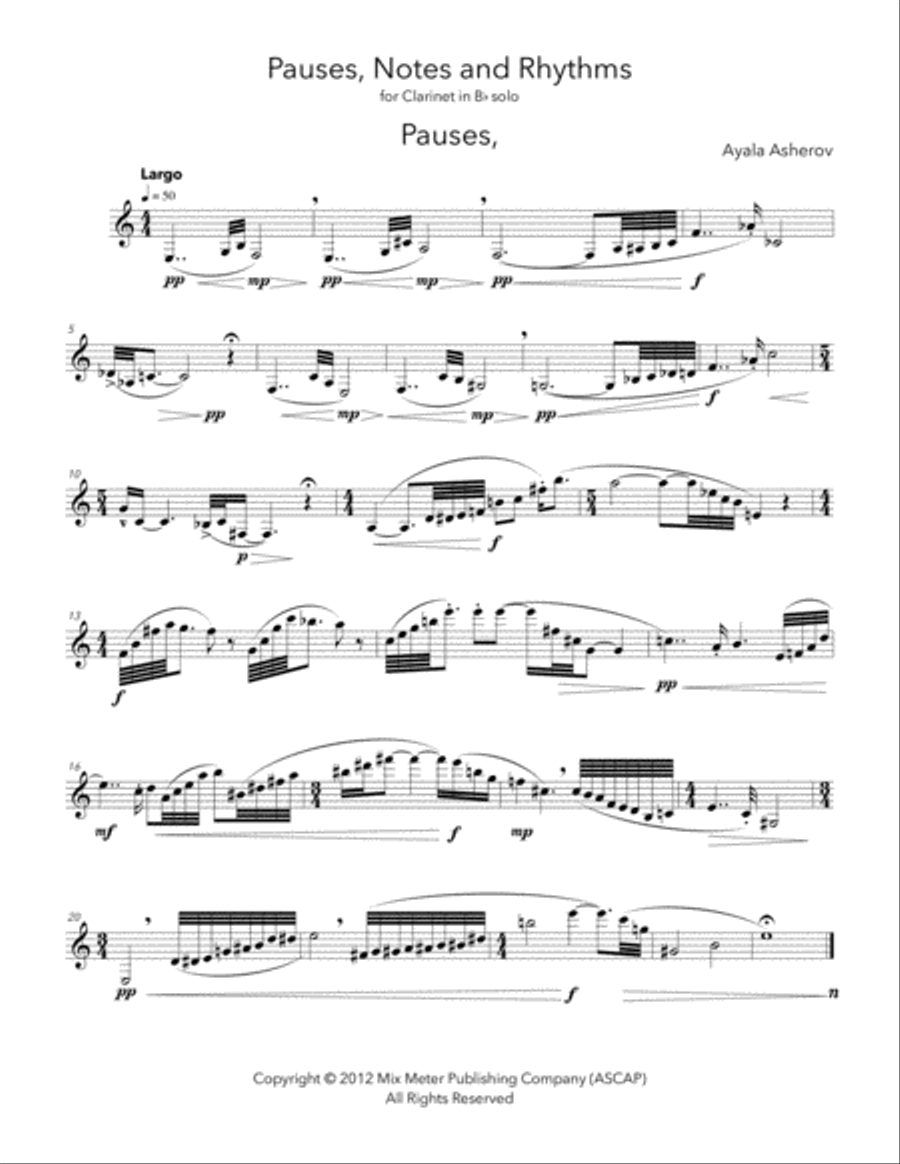 Pauses Notes and Rhythms - Clarinet Solo Clarinet Solo scores gallery preview page 3