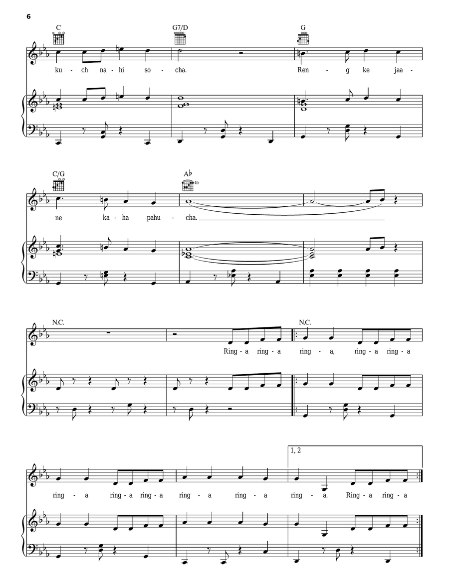 Ringa Ringa Piano, Vocal, Guitar scores gallery preview page 6
