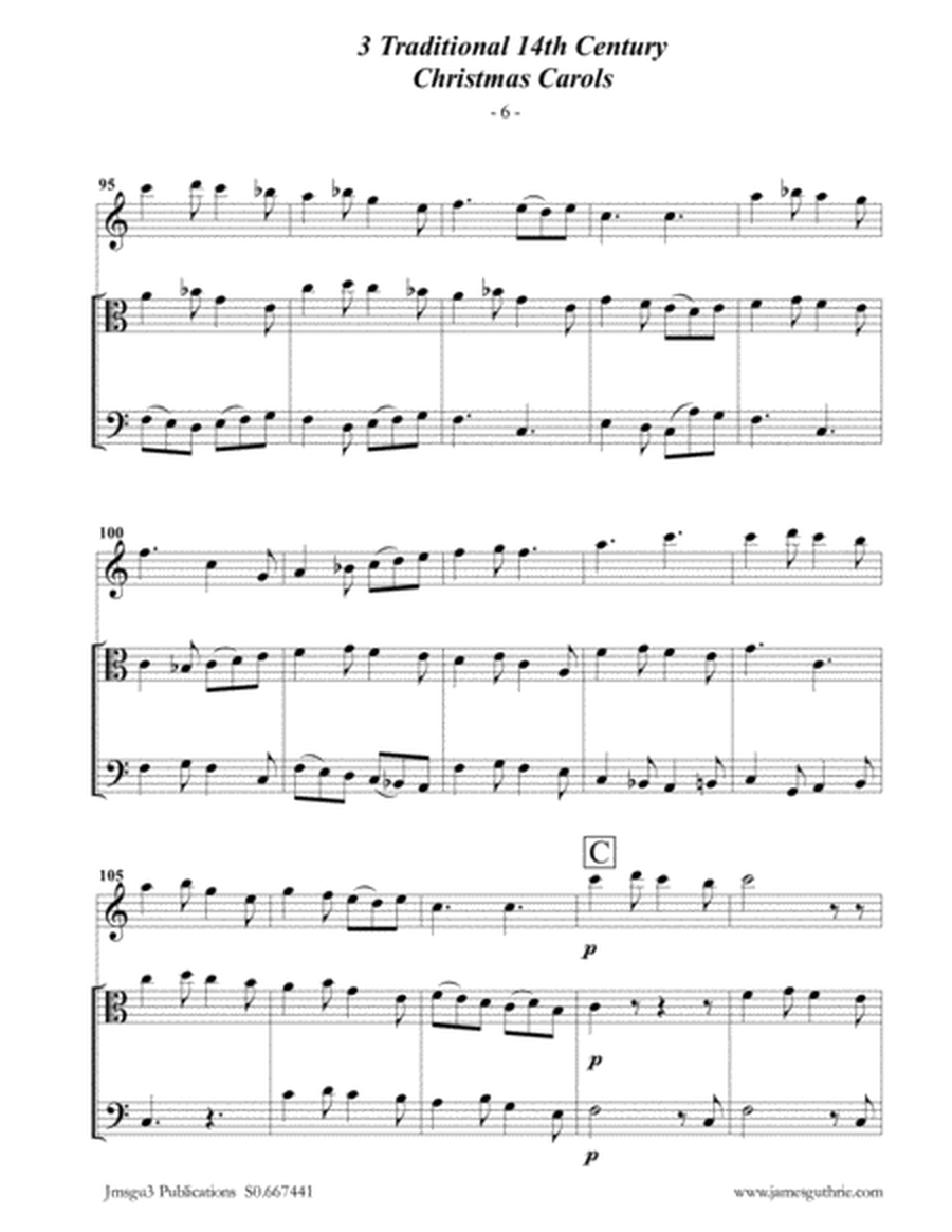 3 Traditional 14th Century Christmas Carols for Flute, Viola & Cello image number null