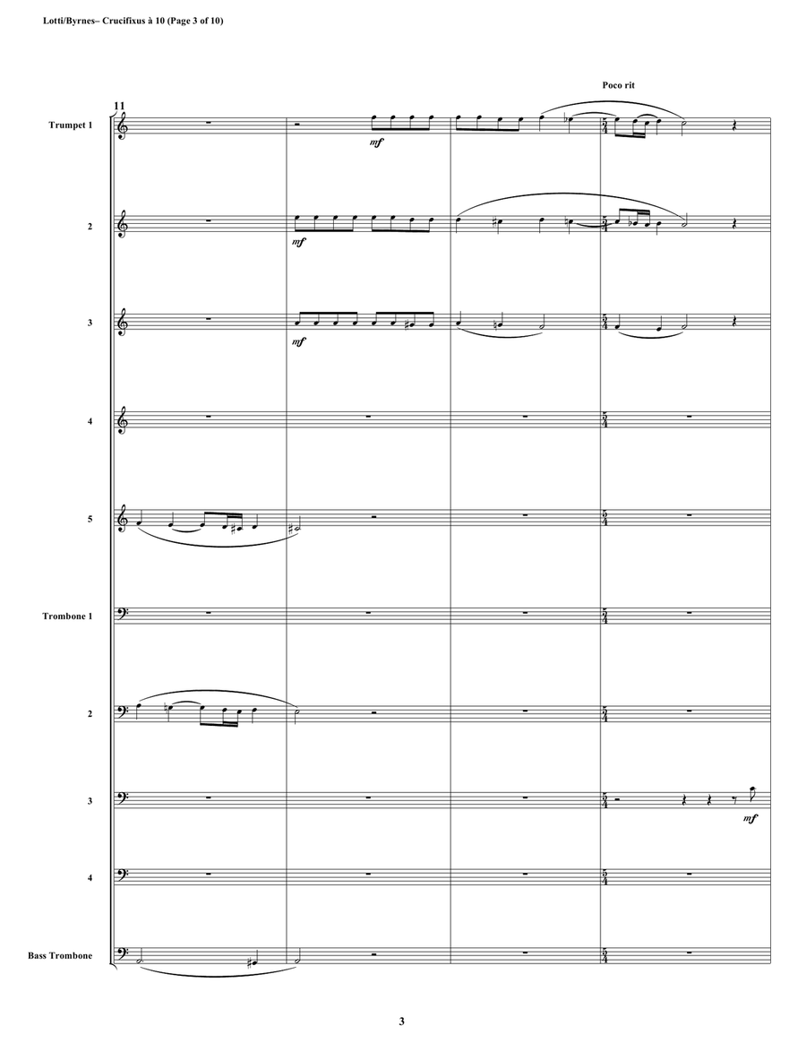 Crucifixus a 10 by Antonio Lotti (Brass Choir) Trombone scores gallery preview page 3