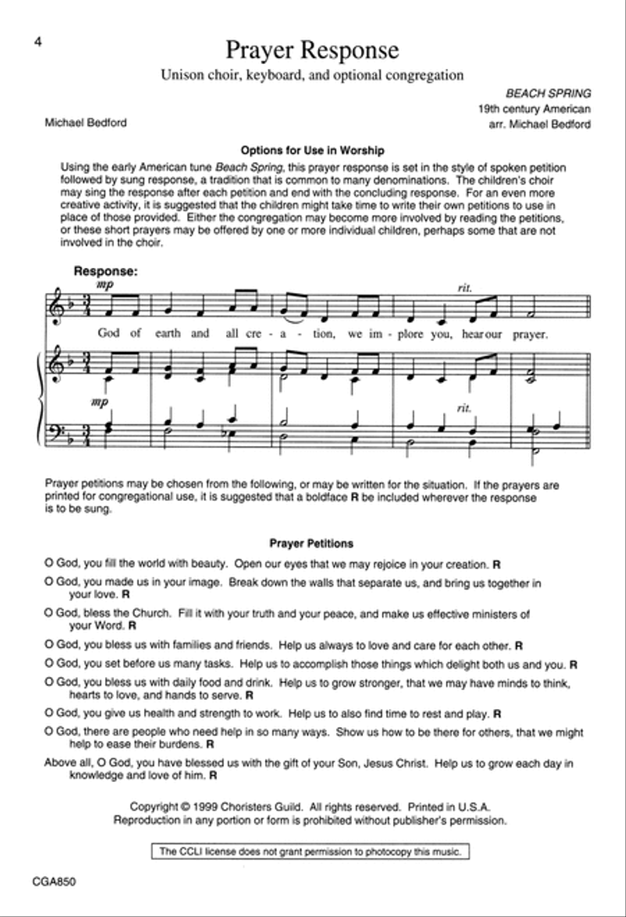 Hear Our Prayer Prayers of Intercession and Prayer Response Unison Choir scores gallery preview page 4