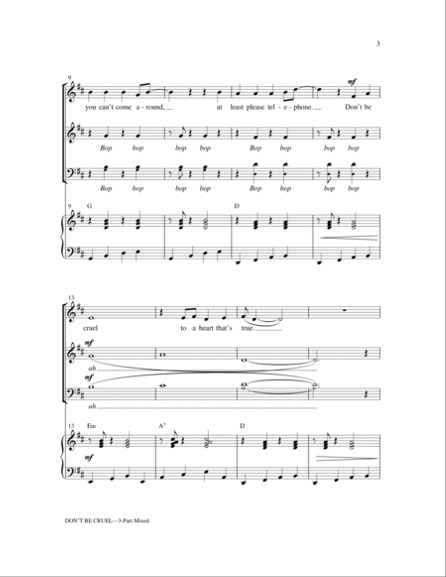 Don't Be Cruel (To A Heart That's True) 3-Part scores gallery preview page 2