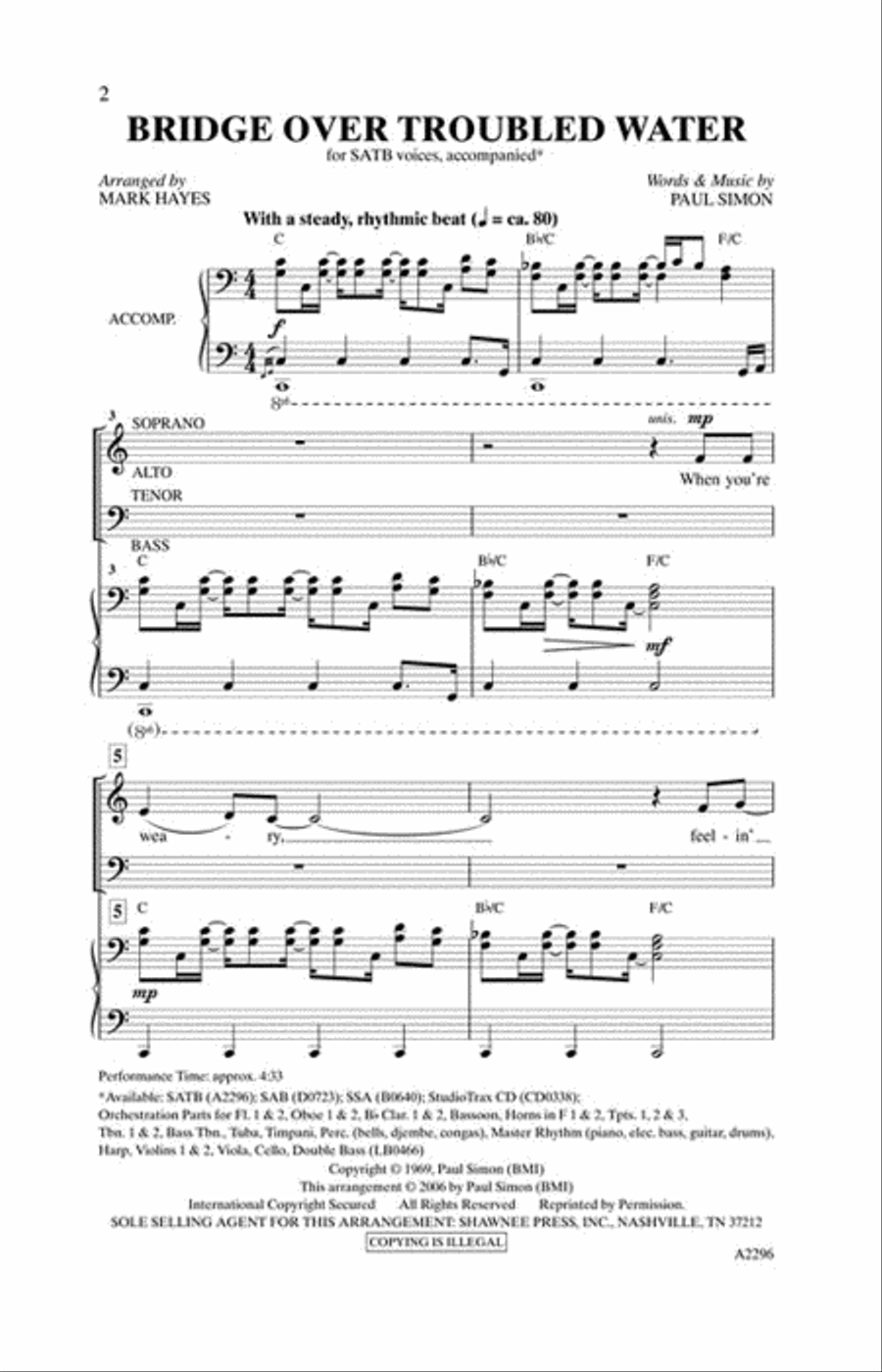 Bridge Over Troubled Water 4-Part scores gallery preview page 2