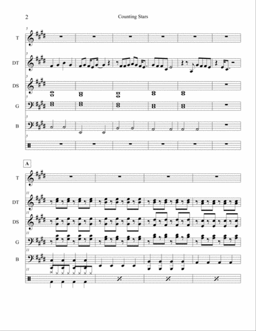 Counting Stars Counting Stars Percussion Ensemble scores gallery preview page 3