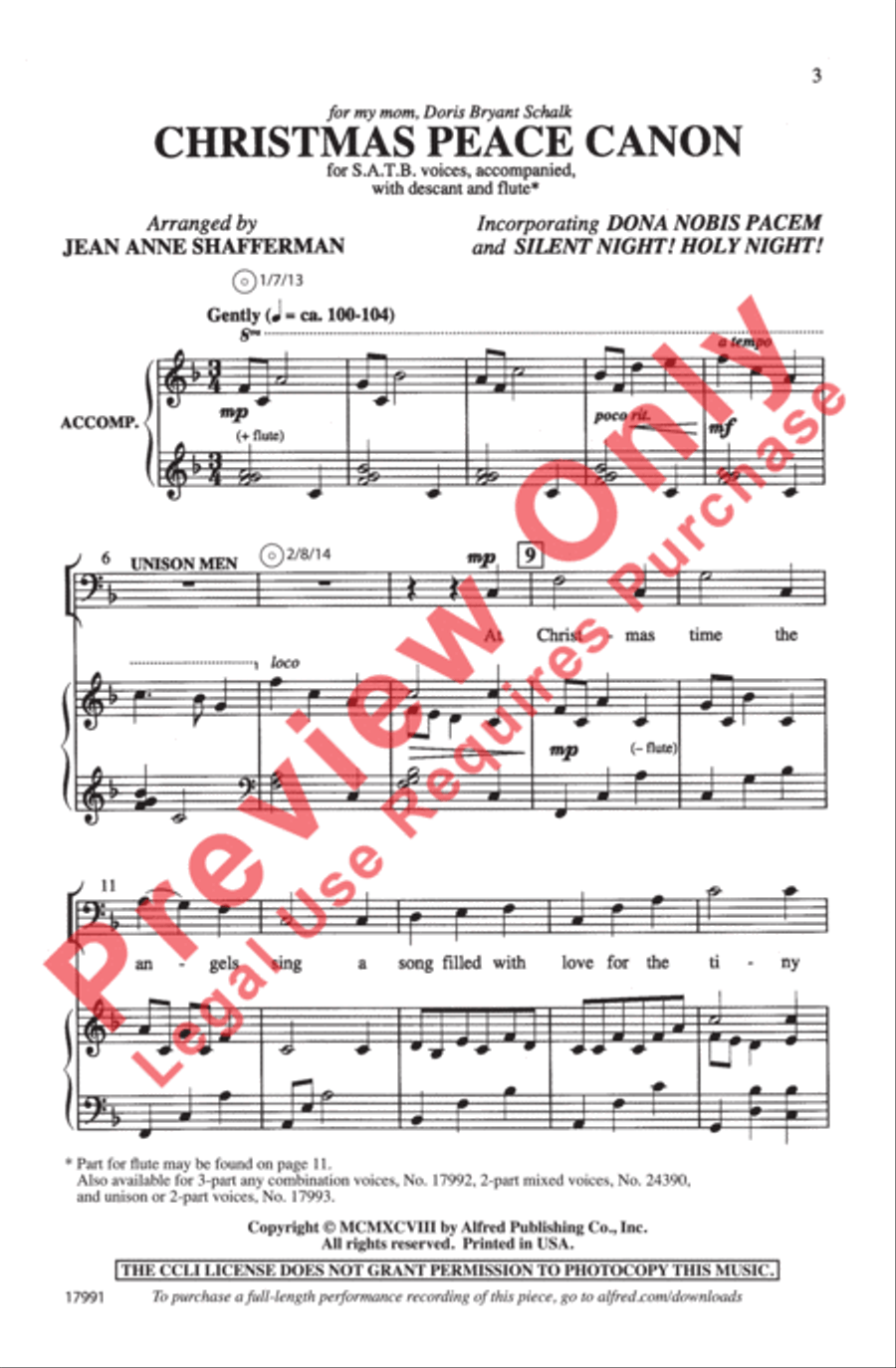 Christmas Peace Canon 4-Part scores gallery preview page 3