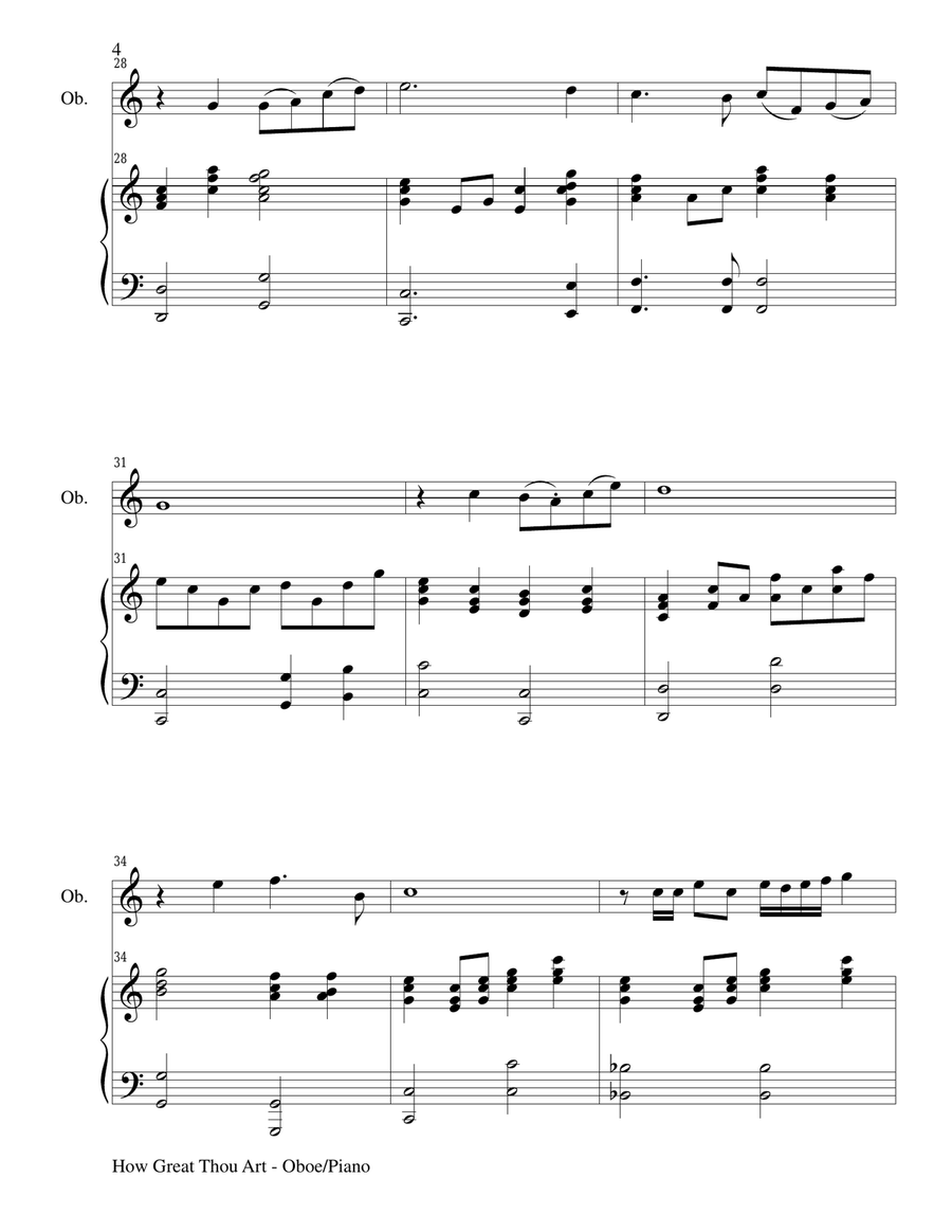 Gary Lanier: HYMNS of PRAISE and ADORATION (Duets for Oboe & Piano) Woodwind Duet scores gallery preview page 5