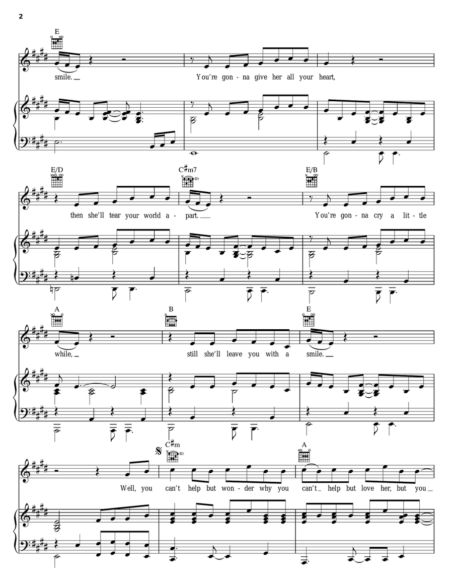 She'll Leave You With A Smile Piano, Vocal, Guitar scores gallery preview page 2