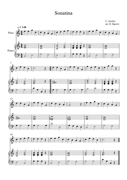 Sonatina, Cornelius Gurlitt, For Flute & Piano image number null