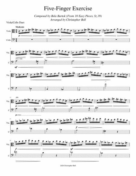Bela Bartok - Five-Finger Exercise(From 10 Easy Pieces) - Viola/Cello Duet